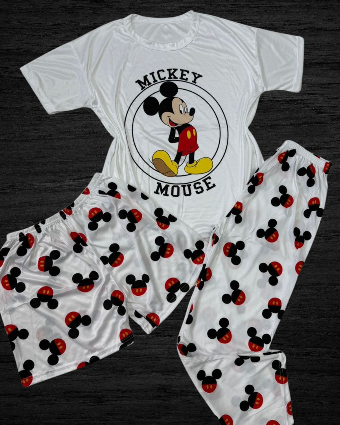 Pijama 3 Piezas de Algodón – Camisa + Short + Pantalón | Suave & Cómoda