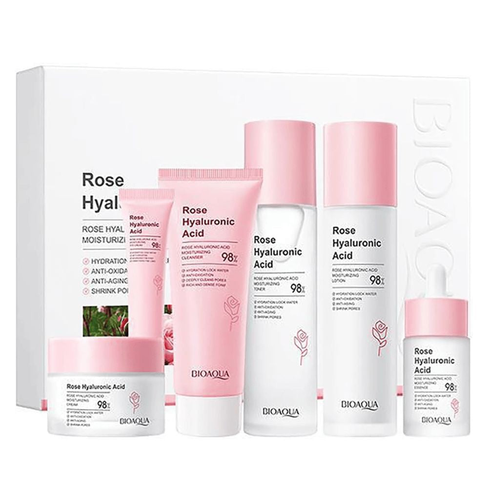 Set Facial Bioaqua con Rosas y Ácido Hialurónico – Hidratación y Luminosidad para Todo Tipo de Piel