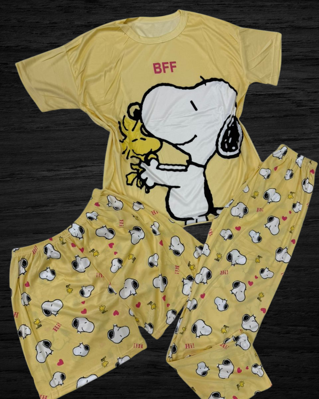 Pijama 3 Piezas de Algodón – Camisa + Short + Pantalón | Suave & Cómoda