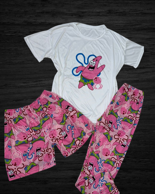 Pijama 3 Piezas de Algodón – Camisa + Short + Pantalón | Suave & Cómoda