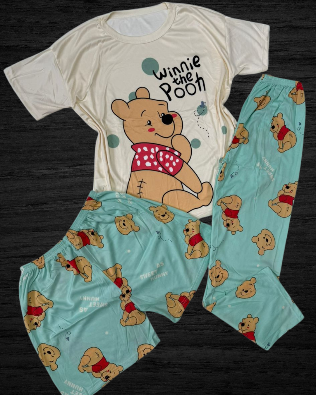 Pijama 3 Piezas de Algodón – Camisa + Short + Pantalón | Suave & Cómoda