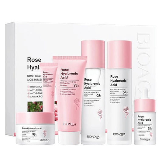 Set Facial Bioaqua con Rosas y Ácido Hialurónico – Hidratación y Luminosidad para Todo Tipo de Piel